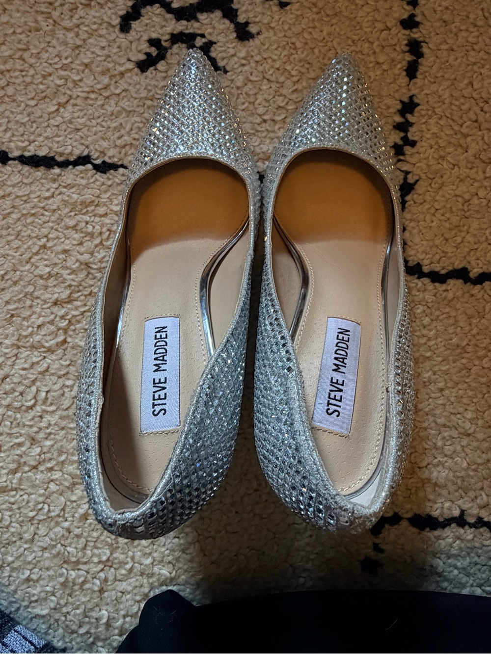 Steve Madden Silver Crystal Mesh Pointed-Toe Stiletto Pumps